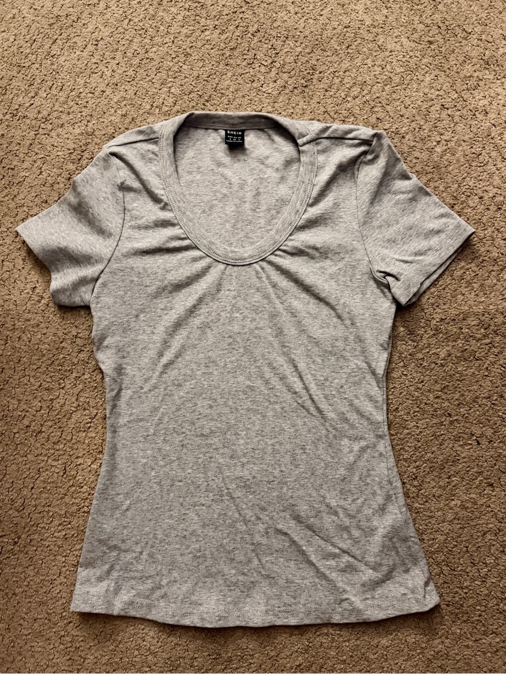 SHEIN Women's Gray Short Sleeve Scoop Neck T-Shirt- Small